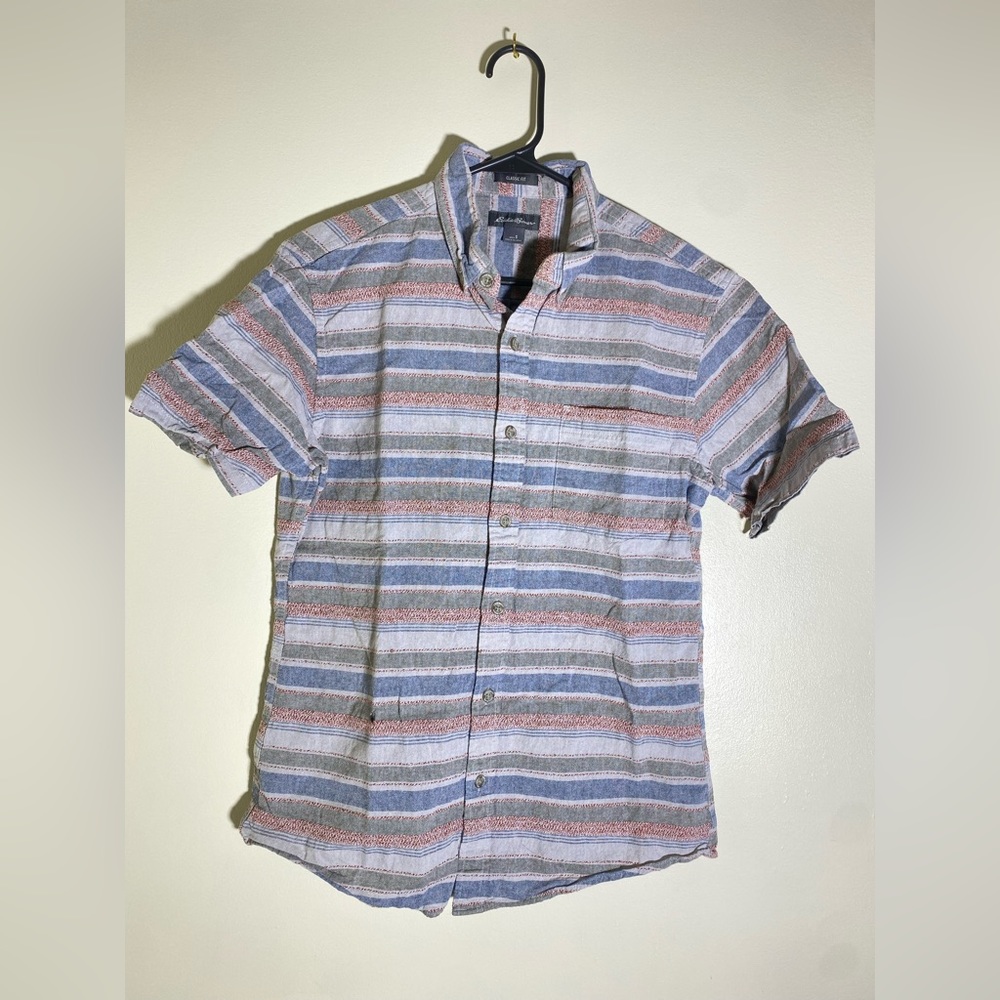 Eddie Bauer Stripe Knit Button-Down—Small